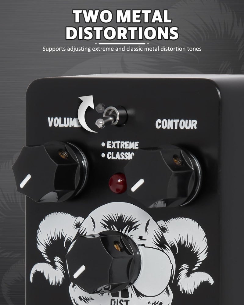 STRICH Metal Distortion Guitar Pedal, WARCRY Distortion 2 Modes Fat, Boost, Normal Classic Crunch 80s Metal/Nu Metal, True Bypass for Electric Guitar, Black and White - Image 3